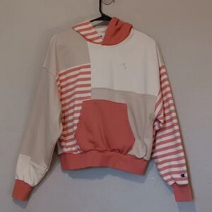 Champion Classic Fleece Hoodied Women Peach/Cream SzXS Cotton